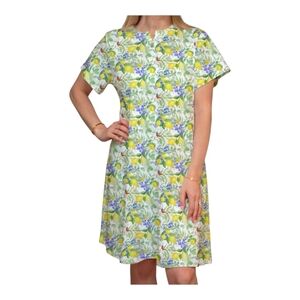 Cont Painted Bunting Button Front Night Dress Size S 100% Pima Cotton